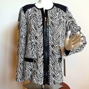 Laura Ashley zippered jacket zebra print NWT